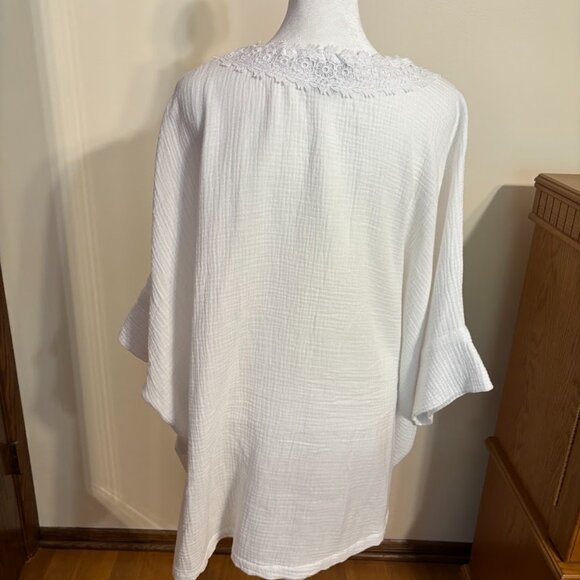 CYNTHIA ROWLEY WHITE 100% Cotton Top - 3X - Picture 7 of 12